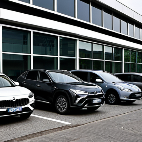 **

Prompt: A modern fleet of various car models (sedan, SUV, electric) parked neatly in front of a sleek, glass-fronted office building in a bustling Italian city (perhaps Milan or Rome). The cars are clean and represent a mix of business and stylish appeal. The sky is slightly overcast, creating a professional, serious tone. Focus on showcasing the variety and modern look of the fleet.

**