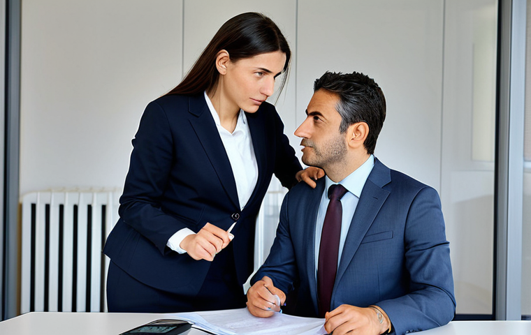 Bank Loan Meeting**
"A professional businesswoman in a modest business suit, meeting with a bank manager in a modern Italian bank office, discussing a startup loan, fully clothed, appropriate attire, safe for work, perfect anatomy, natural proportions, professional photography, high quality, realistic."
**