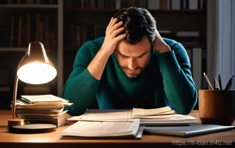 대출 조정 신청 방법 - **Prompt 1: Overwhelmed by Financial Burdens**
A realistic depiction of a person, approximately ...