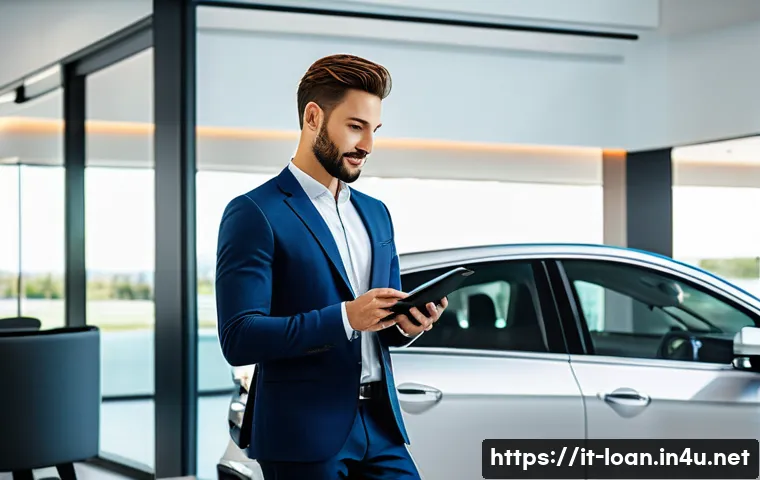 차량 리스의 장점과 단점 - A modern Italian urban setting featuring a young professional man reviewing a car leasing contract i...