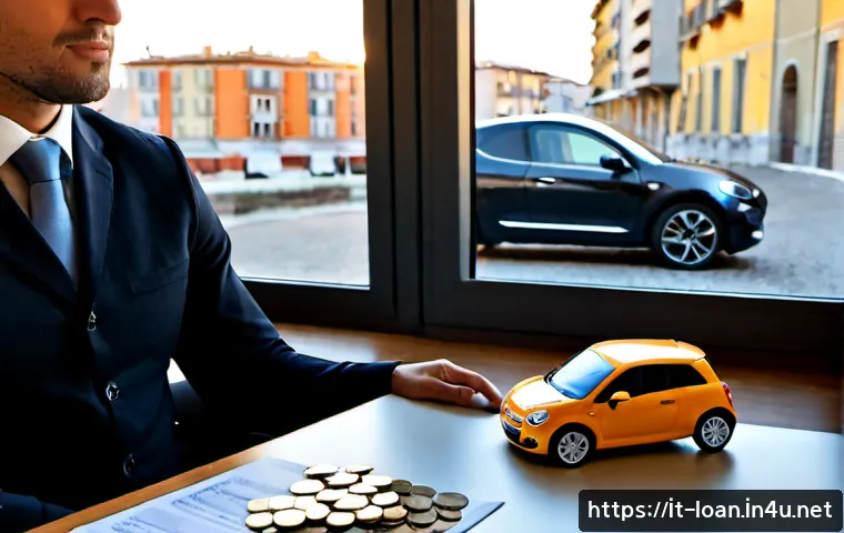 리스와 할부 세금 차이 - Photorealistic Italian financial advisor comparing car leasing and installment purchase options at a...